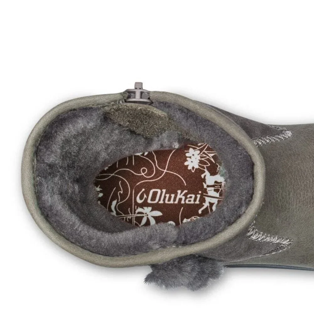 OluKai Paina Hulu Women's Boots Booties $160 in Fog Grey